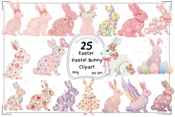 25 Pastel Easter Bunny Clipart: Whimsical Designs for Spring