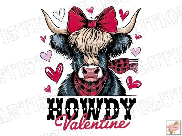 Coquette Howdy Valentine Highland Cow: A Design Asset