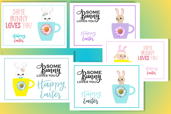 Easter Greeting Cards Set of 5 PDF PNGS