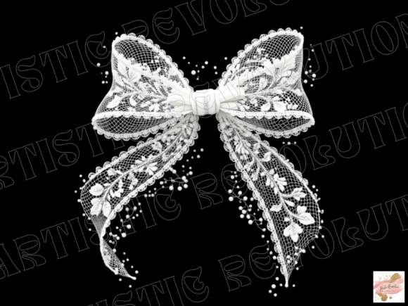 Elegant Lace Coquette Bow PNG for Modern Design