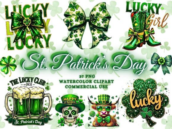 Elevate Your Designs with a Watercolor St. Patrick's PNG Bundle