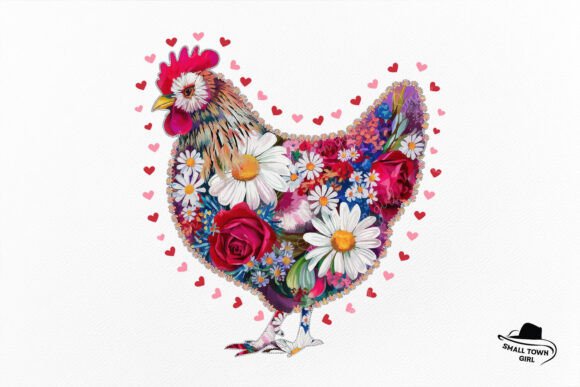 Floral Daisy Chicken Western Valentine: A Versatile Design Asset