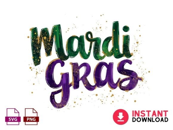 Glitter Brushstroke Mardi Gras PNG: A Design Asset for Festive Projects