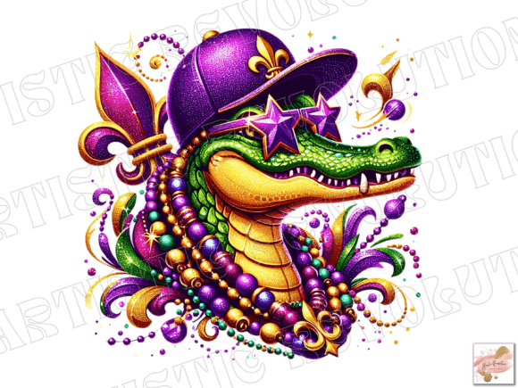 Mardi Gras Alligator Png & Mask: Design Assets for Festive Branding
