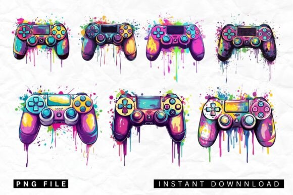 Melting Gaming Controller Watercolor: A Creative Design Asset