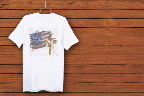 Our Family, Flag, Cross: Sublimation Design Assets