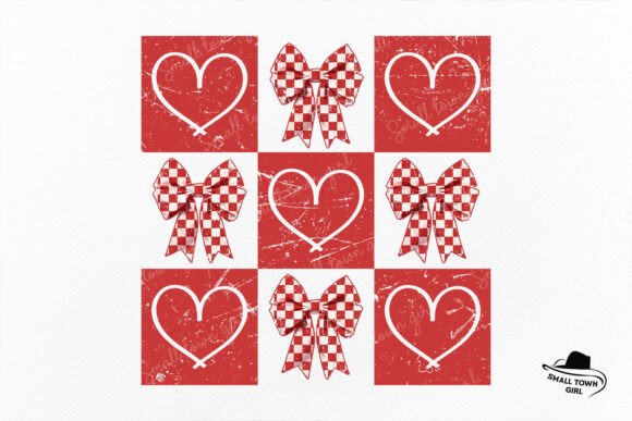 Retro Checkered Valentine Bow Heart PNG: Design Applications