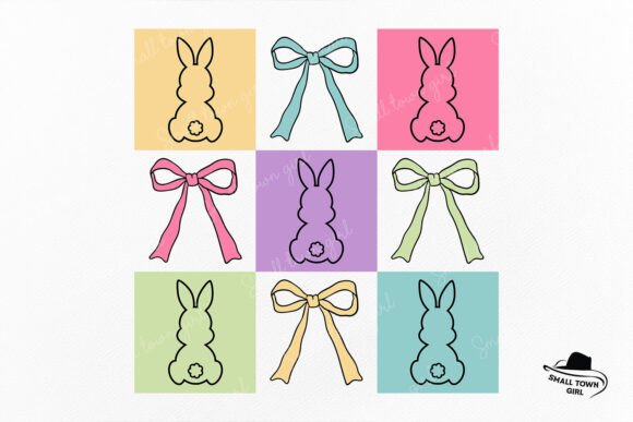 Retro Happy Easter Bunny Coquette Bow: A Design Asset