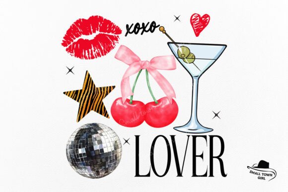 Retro Valentine Cherry XOXO Love Collage: A Designer's Asset