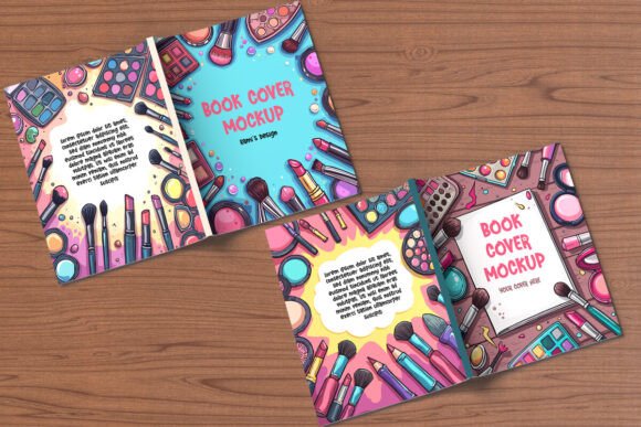 Two Open Books Full Cover Mockup for Designers